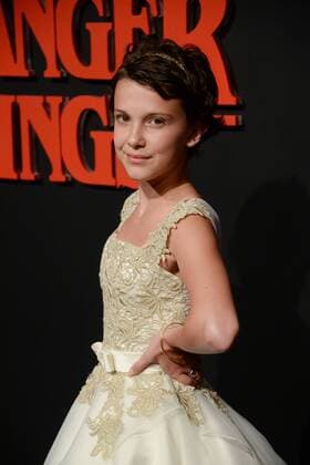 Cast member Millie Brown attends Netflix s supernatural mystery thriller Stranger Things at Mack Sennett Studios in Los Angeles on July 11, 2016. Storyline: A strange town where everyone knows everyone Is subject to a peculiar incident. The town then undergoes a state of panic, before the government becomes involved.  LAP2016071120 JIMxRUYMEN
