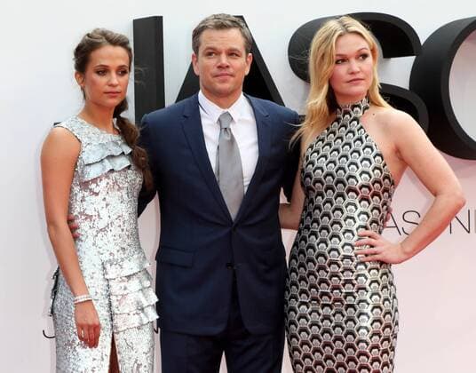 Jason Bourne UK Premiere London, UK. Alicia Vikander, Matt Damon and Julia Stiles at UK Premiere of Jason Bourne at the Odeon, Leicester Square, London on July 11th 2016. LMK73-60362-120716 