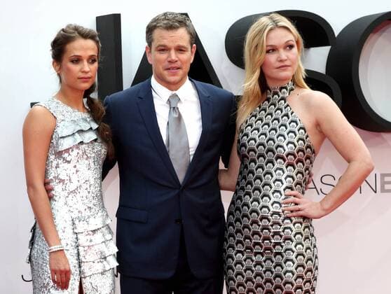 Jason Bourne UK Premiere London, UK. Alicia Vikander, Matt Damon and Julia Stiles at UK Premiere of Jason Bourne at the Odeon, Leicester Square, London on July 11th 2016. LMK73-60362-120716 