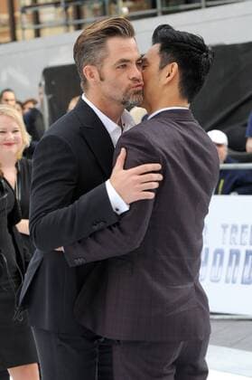 American actors Chris Pine and John Cho attending the UK Premiere of Star Trek Beyond at Empire Leicester Square in London. July 12th 2016  PTYx162249