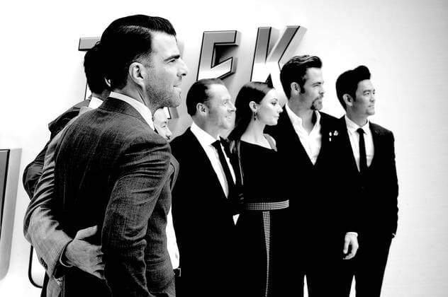 Karl Urban, Sofia Boutella, John Cho, Idris Elba, Justin Lin, Simon Pegg, Lydia Wilson and Chris Pine attend the UK Premiere of Star Trek Beyond at Empire Leicester Square in London. July 12th 2016  PTYx162249