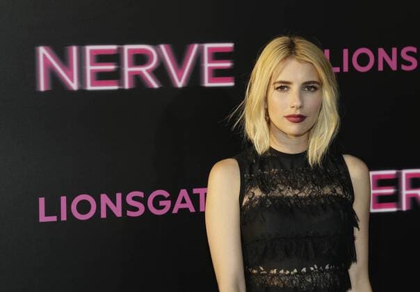 Emma Roberts arrives on the red carpet at the Nerve New York premiere at SVA Theater on July 12, 2016 in New York City.  NYP20160712127 JOHNxANGELILLO