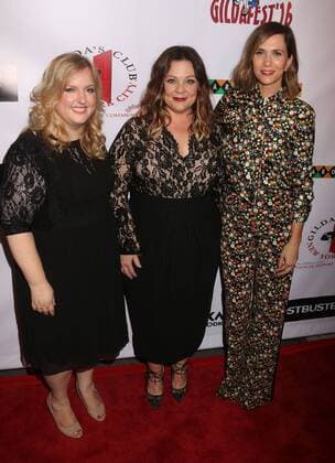 July 12, 2016 - New York, New York, U.S. - Actress SARAH BAKER, actress, award winner MELISSA MCCARTNEY and actress KRISTEN WIIG attend the 2016 Gilda Radner Award For Innovation In Comedy held Carolines On Broadway. New York U.S. - ZUMAk03_