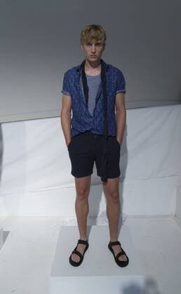 New York Fashion Week - Zachary Prell Modenschau New York Fashion week mens Spring Summer 2017 Model shows off dress by Zachary Prell during New York Fashion week mens Spring Summer 2017 at Skylight Clarkson  LevxRadin