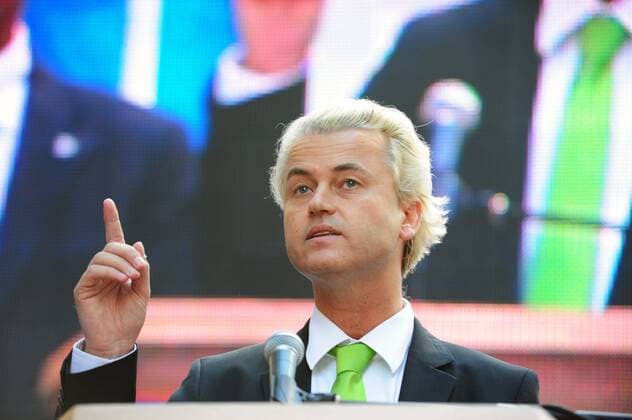 Sept. 11, 2010 - Manhattan, New York, U.S. - Dutch lawmaker GEERT WILDERS speaks as thousands attend a rally and protest against the construction of the Muslim Cultural Center a few blocks from the World Trade Center on the 9th Anniversary of the attacks of September 11. - ZUMAb09_