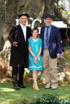 American actor Steven Speilberg, actress Ruby Barnhill and actor Mark Rylance attending the Big Friendly Giant UK film premiere in London. JULY 17th 2016  MESx162330