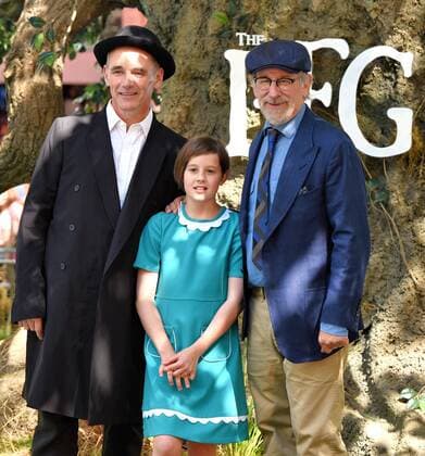 The BFG UK Premiere London, UK. Mark Rylance, Ruby Barnhill and Stephen Spielberg at The BFG Premiere held at Leicester Square Gardens, Leicester Square, London on Sunday 17 July 2016. LMK392 -60374-180716 