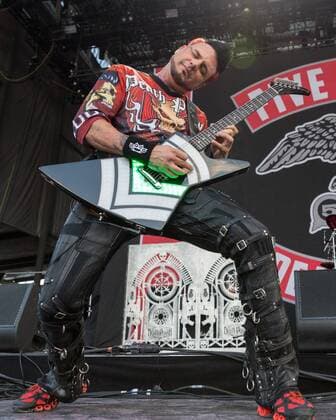 July 17, 2016 - Chicago, Illinois, U.S - Guitarist JASON HOOK of Five Finger Death Punch performs live at Toyota Park during Chicago Open Air Music Festival in Chicago, Illinois Chicago U.S. - ZUMAs135