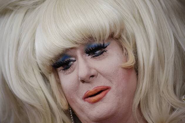 Lady Bunny arrives on the red carpet at the Absolutely Fabulous: The Movie New York premiere at SVA Theater on July 18, 2016 in New York City.  NYP20160718124 JOHNxANGELILLO