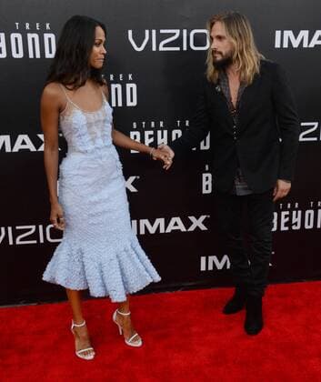 Cast member Zoe Saldana and her husband, Italian artist Marco Perego attend the premiere of the sci-fi motion picture thriller Star Trek Beyond at Embarcadero Marina Park South in San Diego, California on July 20, 2016. Storyline: The USS Enterprise crew explores the furthest reaches of uncharted space, where they encounter a new ruthless enemy who puts them and everything the Federation stands for to the test.  SDP2016072003 JIMxRUYMEN