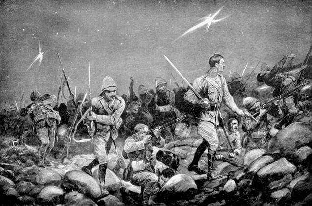 Boer War: Siege of Mafeking by Boers 12 October 1899 - 17 May 1900: defending British troops making a night sortie. WHA  !ACHTUNG AUFNAHMEDATUM GESCHÄTZT! Copyright: WHA UnitedArchives0390002564