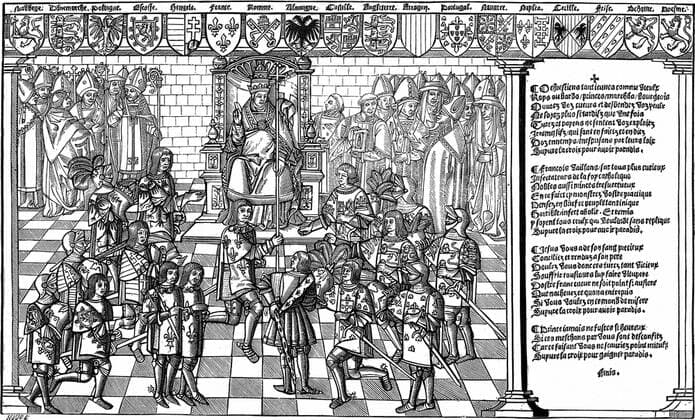 Urban II, Pope (1088-99) presiding over Council of Claremont of 1095 which launched the First Crusade. Woodcut from Grand voyage de Hierusalem 1522. WHA  !ACHTUNG AUFNAHMEDATUM GESCHÄTZT! Copyright: WHA UnitedArchives0390002831