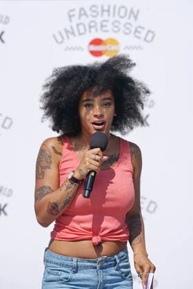British presenter Yinka Bokinni hosts the Fashion Undressed Catwalk Show with MasterCard during the Fashion Undressed Bites technology event at the Southbank Centre in London. JULY 23rd 2016  SLIx162421