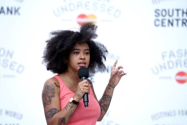 British presenter Yinka Bokinni hosts the Fashion Undressed Catwalk Show with MasterCard during the Fashion Undressed Bites technology event at the Southbank Centre in London. JULY 23rd 2016  SLIx162421