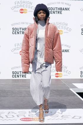 Models wears pieces from Hackney-based charity Fashion Awareness Direct (FAD), with designers Hana Minowa and David Bennie, at the Fashion Undressed Catwalk Show with MasterCard during the Fashion Undressed Bites technology event at the Southbank Centre in London. JULY 23rd 2016  SLIx162421