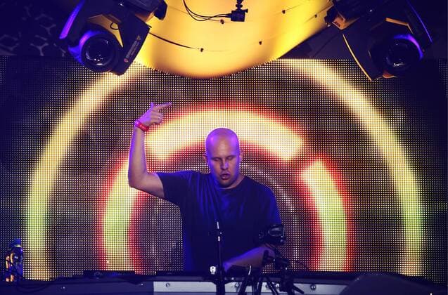 NIZHNY NOVGOROD, RUSSIA - JULY 23, 2016: DJ Alexander Popov performs at the 2016 Alfa Future People festival of music and technology, at the Bolshoe Kozino Airfield. Alexander Ryumin TASS  TS02ACE5