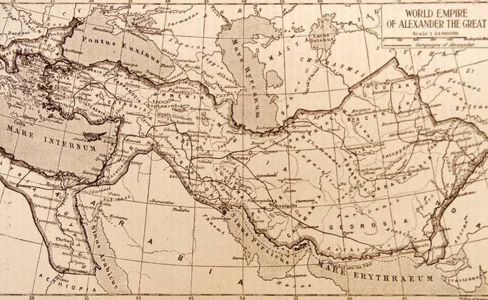 Map showing the empire of the Greek conqueror, Alexander the Great 356-323 BC WorldxHistoryxArchive