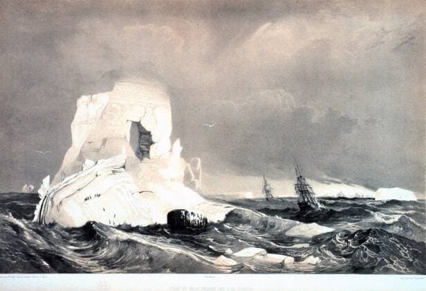Antarctic exploration illustrated in Voyage au pole sud et dans l Oceanie. The French ships ASTROLABE and ZELEE under the command of Dumont D Urville. Plate 28. 1842 WorldxHistoryxArchive