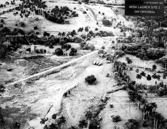 Cold War: Cuban Missile Crisis. Aerial view of Russian medium- range ballistic missile launch site 2, San Cristobal, Cuba, l November 1962. Last missiles removed in April 1963. WHA  !ACHTUNG AUFNAHMEDATUM GESCHÄTZT! Copyright: WHA UnitedArchives014537