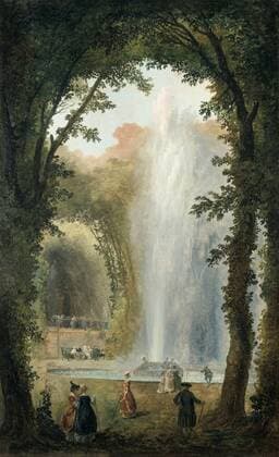 Fountain in the Grove of the Muses at the Chateau de Marly which was built by Louis XIV of France between 1679 and 1684 as a retreat from the Palace of Versailles. Robert Hubert (1733-1808) French Rococo painter. WHA  !ACHTUNG AUFNAHMEDATUM GESCHÄTZT! Copyright: WHA UnitedArchives0510000646