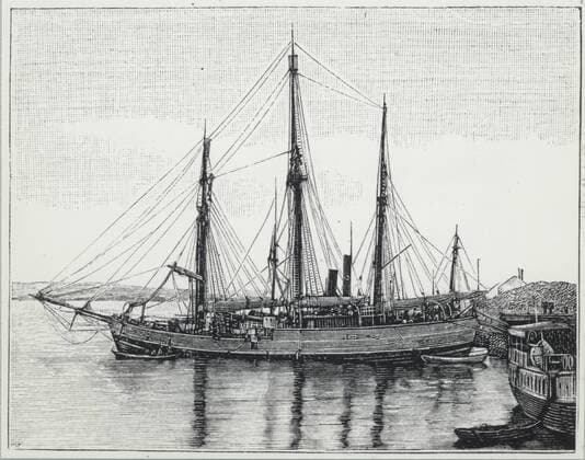 Fridtjof Nansen (1861-1930), Norwegian explorer, and scientist, setting out on his North Pole expedition , 1893-1896 in his vessel Fram . WHA  !ACHTUNG AUFNAHMEDATUM GESCHÄTZT! Copyright: WHA UnitedArchives0510010687
