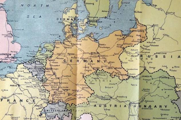 Map of Germany Poland and the low countriin 1914 WHA  !ACHTUNG AUFNAHMEDATUM GESCHÄTZT! Copyright: WHA UnitedArchivesWHA_043_0864