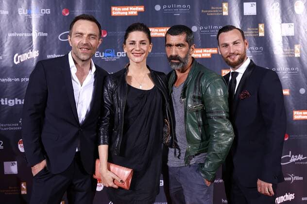 Aleksandar Jovanovic, Christina Hecke, Erdal Yildiz und Johnny Palmiero bei der Premiere des Kinofilms Collide im Drive In Autokino. Köln, 01.08.2016 Foto:xC.xHardtx xFuturexImage