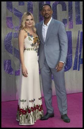 . 03 08 2016. London, United Kingdom. Will Smith and Margot Robbie arriving for the Suicide Squad premiere in London.  xStephenxLockx xi-Imagesx IIM-13272-0043