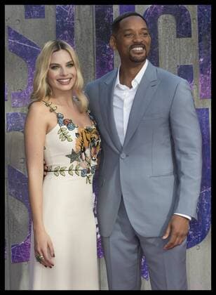 . 03 08 2016. London, United Kingdom. Will Smith and Margot Robbie arriving for the Suicide Squad premiere in London.  xStephenxLockx xi-Imagesx IIM-13272-0044