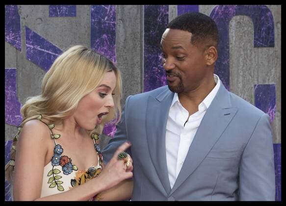 . 03 08 2016. London, United Kingdom. Will Smith and Margot Robbie arriving for the Suicide Squad premiere in London.  xStephenxLockx xi-Imagesx IIM-13272-0047