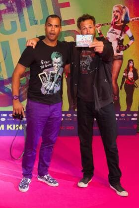 Patrice Bouédibéla und „Evil Jared Hasselhoff - Live Event SUICIDE SQUAD im Cinestar Kino Potsdamer Platz in Berlin am 03.08.2016. Live Event SUICIDE SQUAD