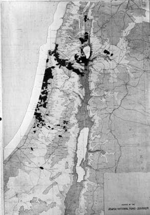 Map. Extent of Jewish land holdings in Palestine; issued by the Jewish National Fund Jerusalem WHA  !ACHTUNG AUFNAHMEDATUM GESCHÄTZT! Copyright: WHA UnitedArchivesWHA_046_0526