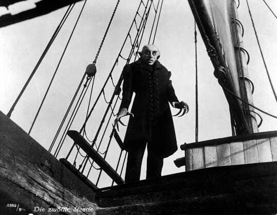 Nosferatu is a 1922 German Expressionist horror film, directed by F. W. Murnau, starring Max Schreck as the vampire Count Orlok. The film was an unauthorized adaptation of Bram Stoker s Dracula, with names and other details changed because the studio could not obtain the rights to the novel. Stoker s heirs sued over the adaptation, and a court ruling ordered that all copies of the film be destroyed. However, one print of Nosferatu survived, and the film came to be regarded as an influential masterpiece of cinema WHA  !ACHTUNG AUFNAHMEDATUM GESCHÄTZT! Copyright: WHA UnitedArchivesWHA_047_0688