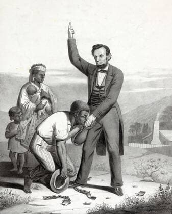Emancipation of the slaves, proclaimed on the 22nd September 1862, by Abraham Lincoln, President of the United States of North America WHA  !ACHTUNG AUFNAHMEDATUM GESCHÄTZT! Copyright: WHA UnitedArchivesWHA_050_0132