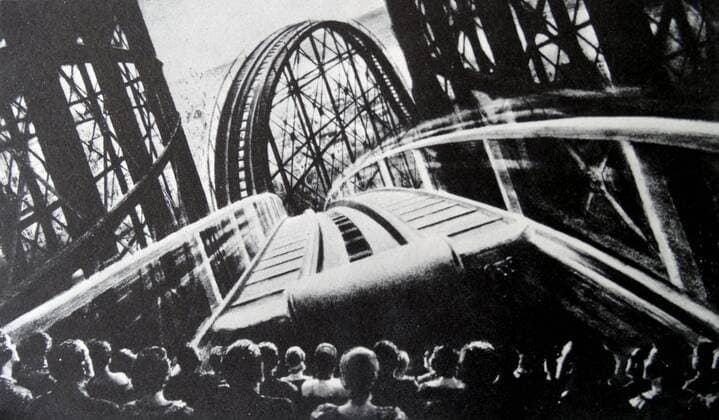 This shot, near the beginning of This Is Cinerama , 1952 engulfed the audience and made them feel they were actually on a roller-coaster. WHA  !ACHTUNG AUFNAHMEDATUM GESCHÄTZT! Copyright: WHA UnitedArchivesWHA_050_0709
