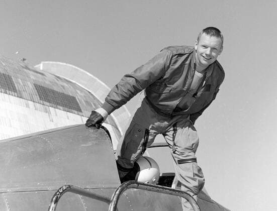 Aug 5, 2016 - Wapakoneta, Ohio, U.S. - NEIL ARMSTRONG is photographed in the cockpit of the Ames Bell X-14 aircraft at NASA s Ames Research Center. Armstrong, the first man to walk on the moon, was born in Wapakoneta, Ohio, on August 5, 1930. Armstrong joined the National Advisory Committee for Aeronautics (NACA) in 1955. His first assignment was with the NACA Lewis Research Center (now NASA Glenn) in Cleveland. Over the next 17 years, he was an engineer, test pilot, astronaut and administrator for NACA and its successor agency, the National Aeronautics and Space Administration (NASA). He was assigned as command pilot for the Gemini 8 mission, performing the first successful docking of two vehicles in space. As spacecraft commander for Apollo 11, the first manned lunar landing mission, Armstrong gained the distinction of being the first man to land a craft on the moon and first to step o - ZUMAz03_