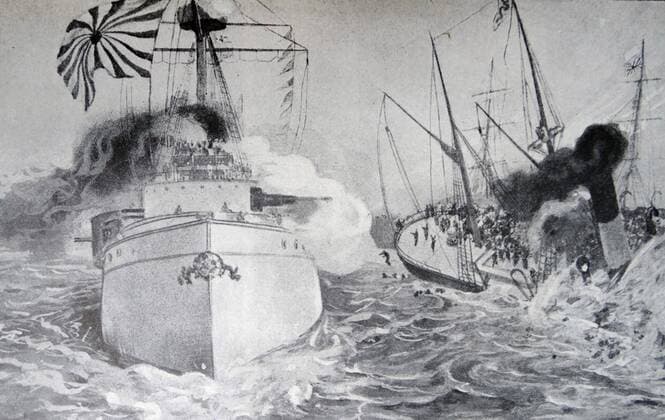 Sinking of the Chinese ship the Kowshing; at the Battle of Pungdo or Feng-Tao; the first naval battle of the First Sino-Japanese War. It took place on 25 July 1894 WHA  !ACHTUNG AUFNAHMEDATUM GESCHÄTZT! Copyright: WHA UnitedArchivesWHA_076_0723