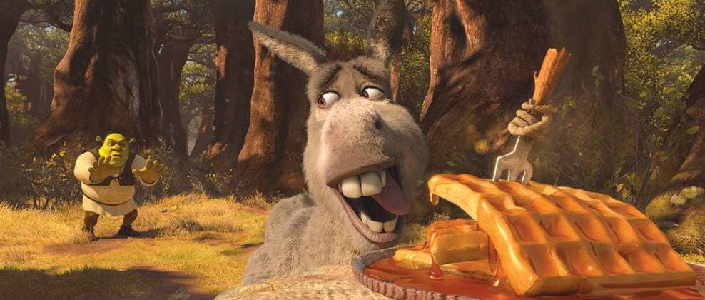 RELEASE DATE: May 21, 2010. MOVIE TITLE: Shrek Forever After. STUDIO: DreamWorks. PLOT: The further adventures of the giant green ogre, Shrek, living in the land of Far, Far Away. PICTURED: MIKE MYERS as Shrek and EDDIE MURPHY as Donkey. - ZUMAl90_