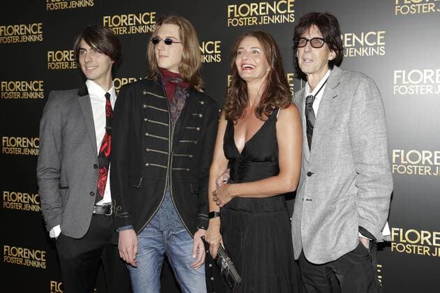 Rick Ocasek and family arrive on the red carpet at the Florence Foster Jenkins New York Premiere at AMC Loews Lincoln Square 13 Theater on August 9, 2016 in New York City.  NYP20160809107 JOHNxANGELILLO