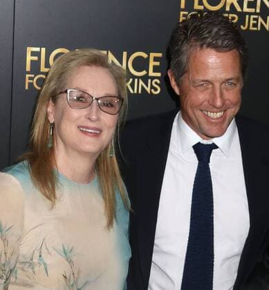August 9, 2016 - New York, New York, U.S. - Actress MERYL STREEP and actor HUGH GRANT attend the New York premiere of Florence Foster Jenkins held at AMC Loews Lincoln Square. New York U.S. - ZUMAk03_