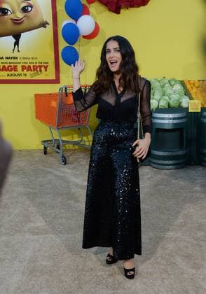 Cast member Salma Hayek, the voice of Teresa in the animated motion picture comedy Sausage Party attends the premiere of the film at the Regency Village Theatre in the Westwood section of Los Angeles on August 9, 2016. Storyline: A sausage strives to discover the truth about his existence.  LAP2016080901 JIMxRUYMEN