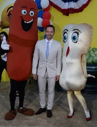 Cast member Nick Kroll, the voice of Douche in the animated motion picture comedy Sausage Party attends the premiere of the film at the Regency Village Theatre in the Westwood section of Los Angeles on August 9, 2016. Storyline: A sausage strives to discover the truth about his existence.  LAP2016080934 JIMxRUYMEN