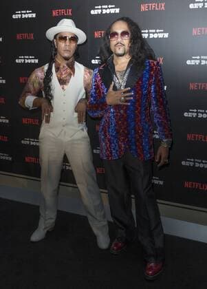 USA: The Get Down premiere in New York Rich Talauega and Tone Talauega attend The Get Down Netflix original series premier at Lehman Center for performing arts in the Bronx.  LevxRadin