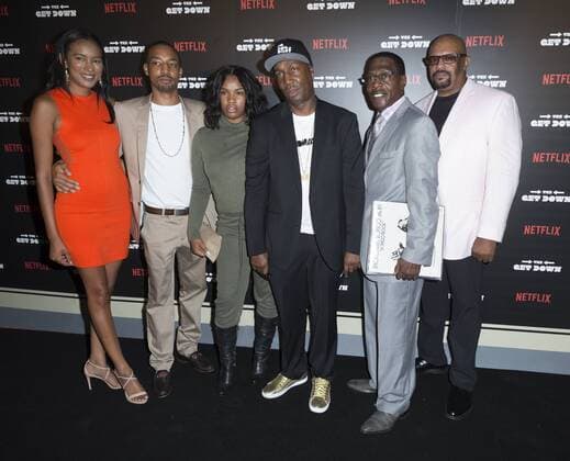 USA: The Get Down premiere in New York Grandmaster Flash and family attend The Get Down Netflix original series premier at Lehman Center for performing arts in the Bronx.  LevxRadin