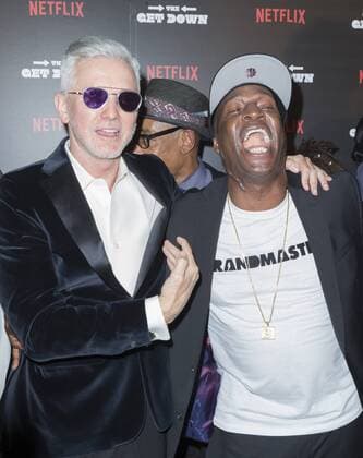 USA: The Get Down premiere in New York Baz Luhrmann and Grandmaster Flash attend The Get Down Netflix original series premier at Lehman Center for performing arts in the Bronx.  LevxRadin