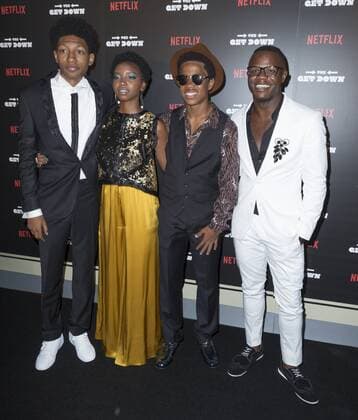 USA: The Get Down premiere in New York Skylan Brooks, Stefanee Martin, Tremaine Brown Jr, and Tory Smith attend The Get Down Netflix original series premier at Lehman Center for performing arts in the Bronx.  LevxRadin