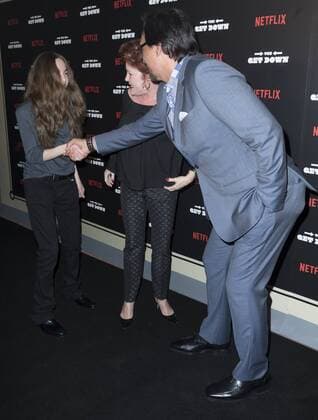USA: The Get Down premiere in New York Kate Mulgrew (C), Jimmy Smits (R) attend The Get Down Netflix original series premier at Lehman Center for performing arts in the Bronx.  LevxRadin