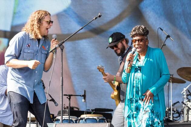 August 13, 2016 - Eau Claire, Wisconsin, U.S - PHIL COOK, JUSTIN VERNON and LENA RAE PERRY perform live at Eaux Claires Music Festival in Eau Claire, Wisconsin Eau Claire U.S. - ZUMAs135