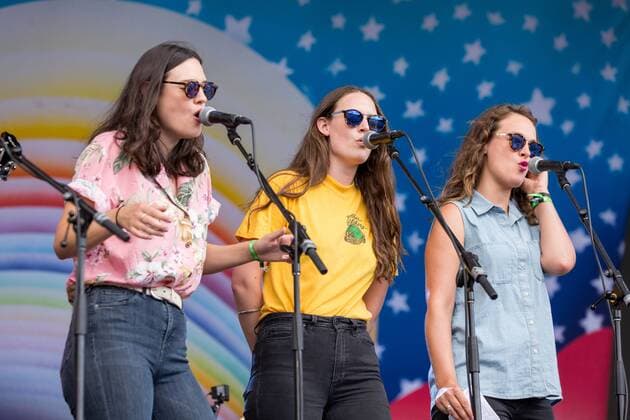 August 13, 2016 - Eau Claire, Wisconsin, U.S - EMILY STAVELEY-TAYLOR, JESSICA STAVELEY-TAYLOR and CAMILLA STAVELEY-TAYLOR of The Staves perform live with Jenny Lewis at Eaux Claires Music Festival in Eau Claire, Wisconsin Eau Claire U.S. - ZUMAs135