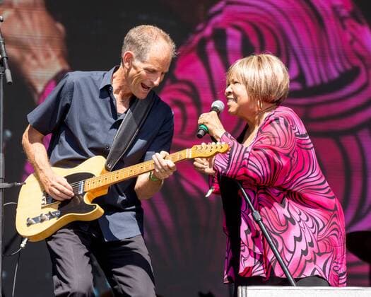August 13, 2016 - Eau Claire, Wisconsin, U.S - RICK HOLMSTROM (L) and MAVIS STAPLES perform live at Eaux Claires Music Festival in Eau Claire, Wisconsin Eau Claire U.S. - ZUMAs135